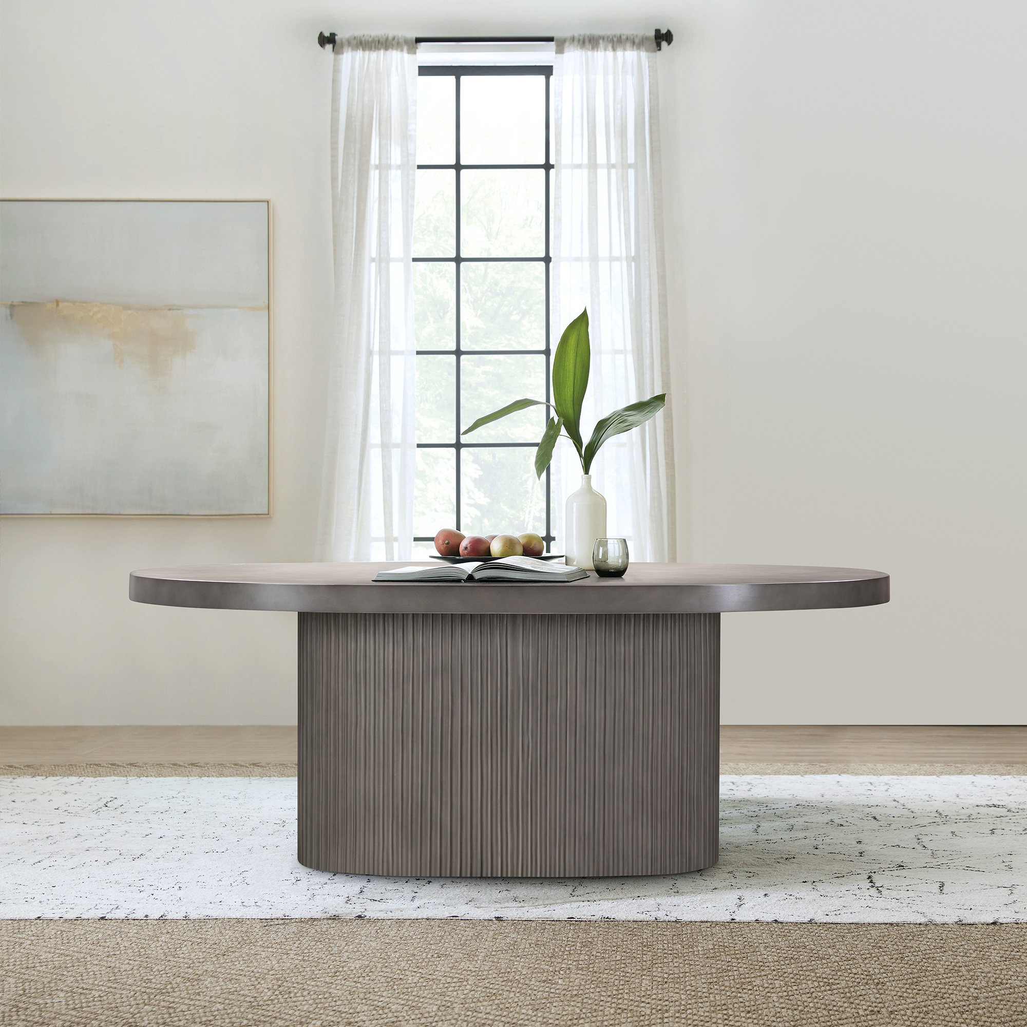 Wrought Studio™ Ayniah 75" Oval Dining Table in Gray Concrete & Reviews | Wayfair